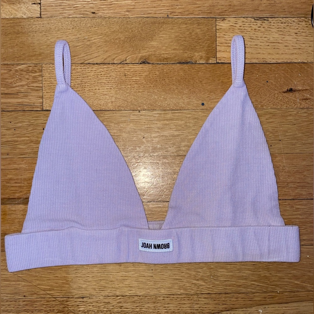 Josh Brown Ribbed Lavender Triangle Bra S/M